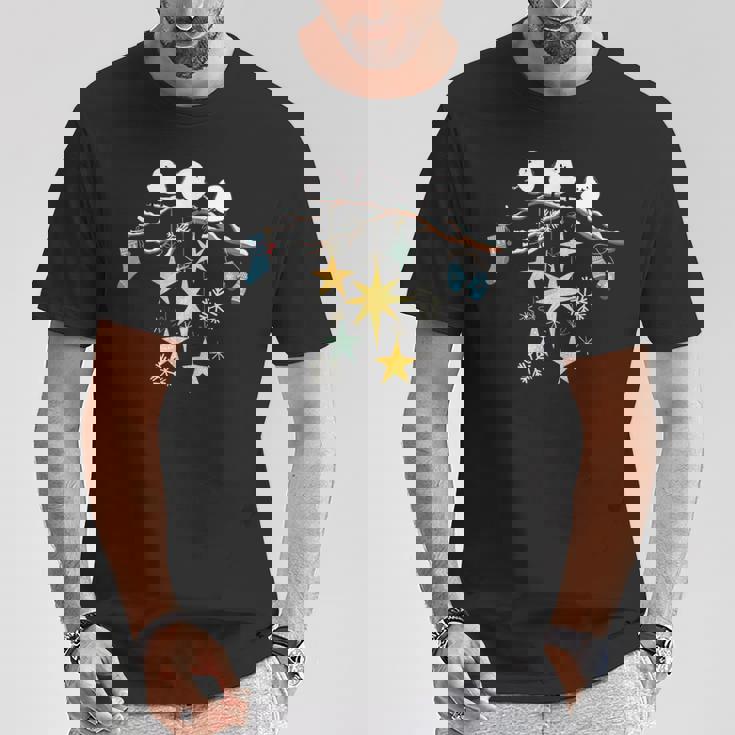 冬の飾り付けを楽しむ北海道の小鳥 シマエナガ 雪の結晶 Tシャツ 面白い贈り物