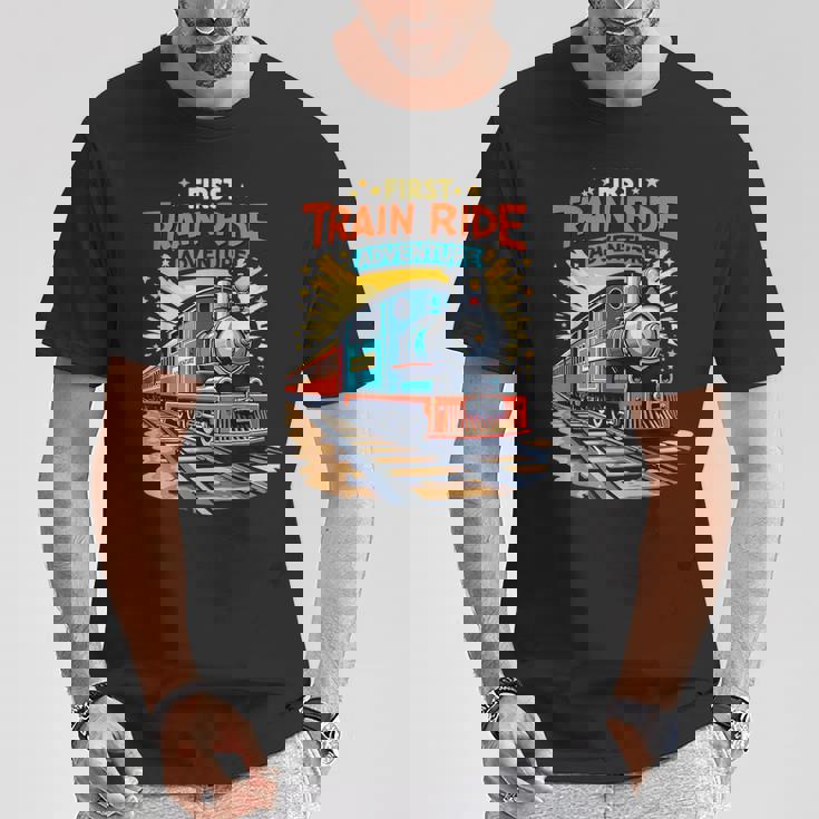 初電車 乗る 鉄道 アドベンチャー 風景 旅行 メモリーギア Tシャツ 面白い贈り物