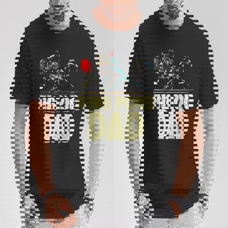 卓球 黒猫パパピンポン 黒猫ピンポン Tシャツ 面白い贈り物