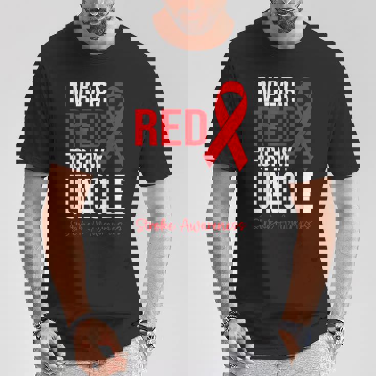 叔父さんの脳卒中啓発のために赤を着ています Tシャツ 面白い贈り物