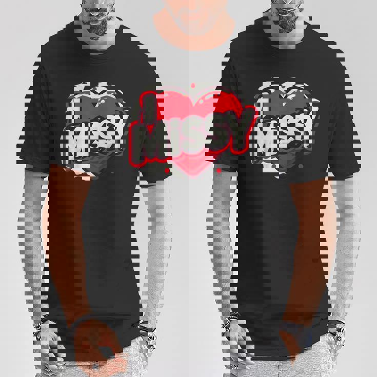 名前入り Missy I Love Missy Tシャツ 面白い贈り物