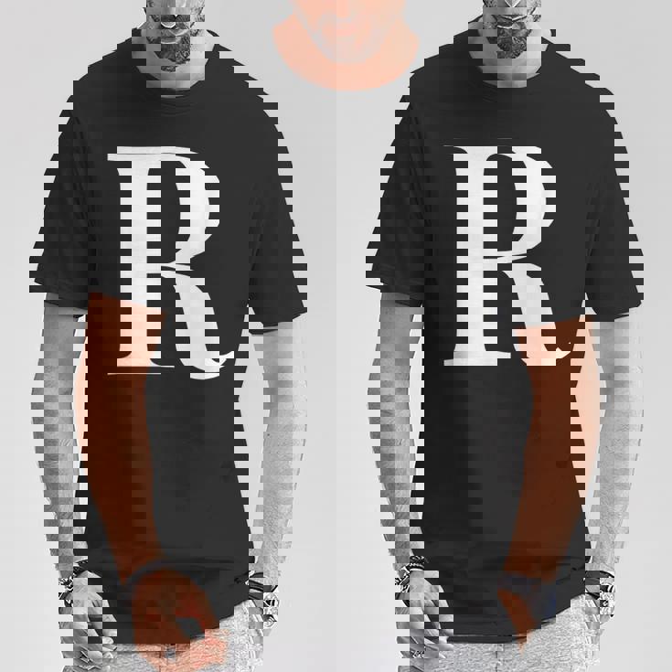 名前入り アルファベット イニシャル文字 R ギフト Tシャツ 面白い贈り物