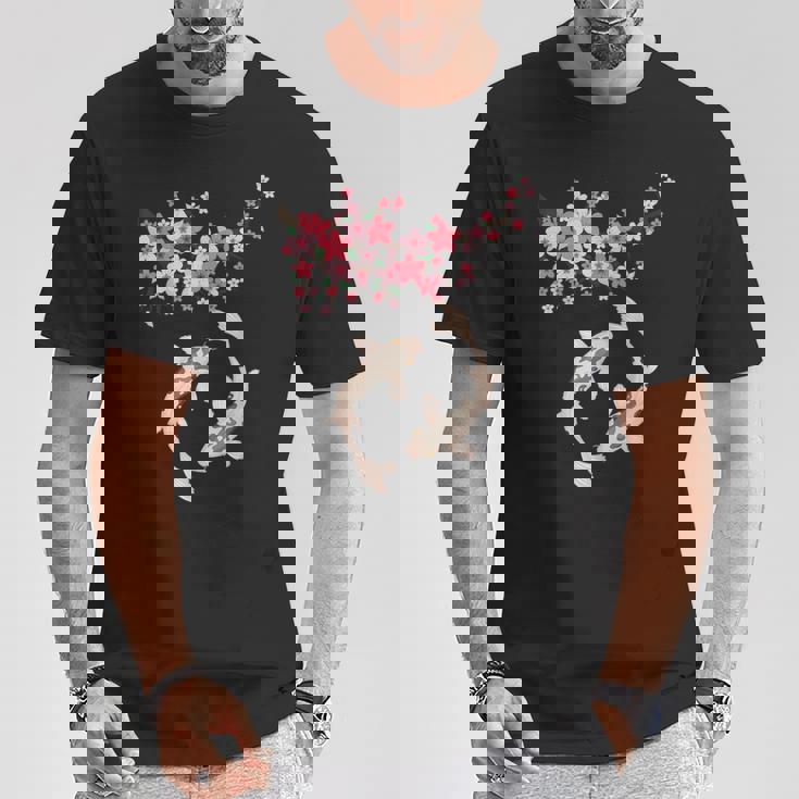 和鯉 鯉 錦鯉 魚 桜 男性 女性 Tシャツ 面白い贈り物