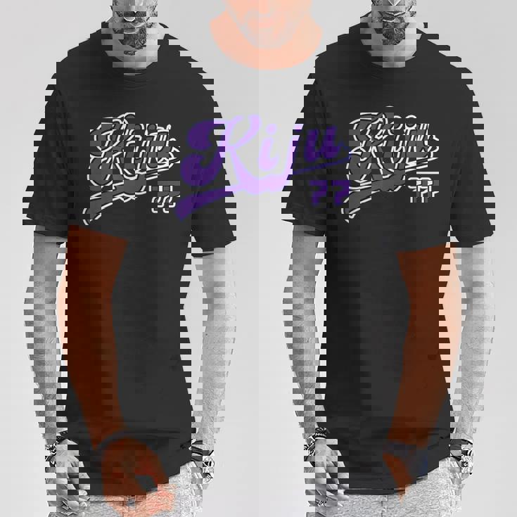 喜寿祝い 野球 野球好き 野球ユニフォーム風 Kiju 文字 父 母 男性 女性 77歳 誕生日 前後プリント Tシャツ 面白い贈り物