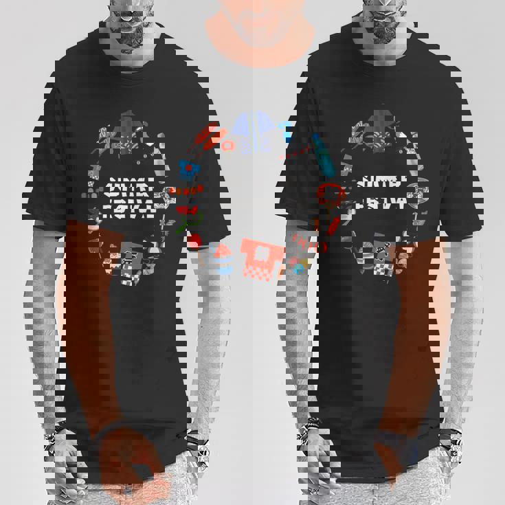 夏まつり かき氷 金魚 うちわ はっぴ りんごあめ 提灯 風鈴 ヨーヨー Tシャツ 面白い贈り物