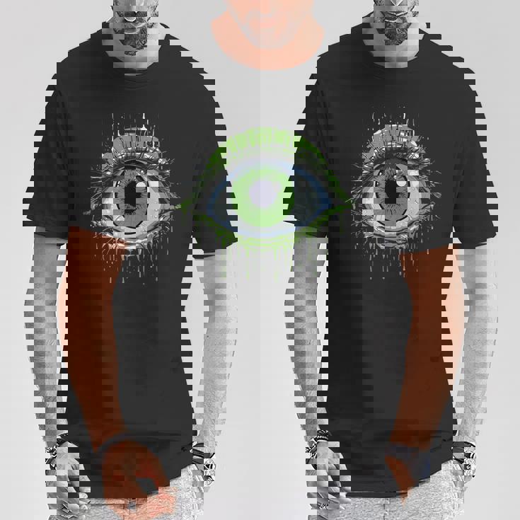 大きな緑の目玉 Tシャツ 面白い贈り物
