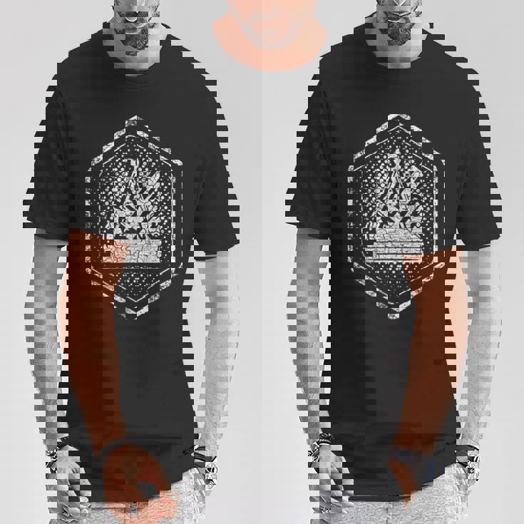 大工のギルドサイン 胸に伝統的な六角形 Tシャツ 面白い贈り物