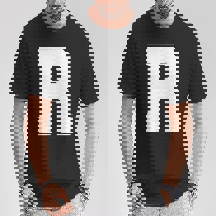 大文字 R アルファベット モノグラム イニシャル Tシャツ 面白い贈り物
