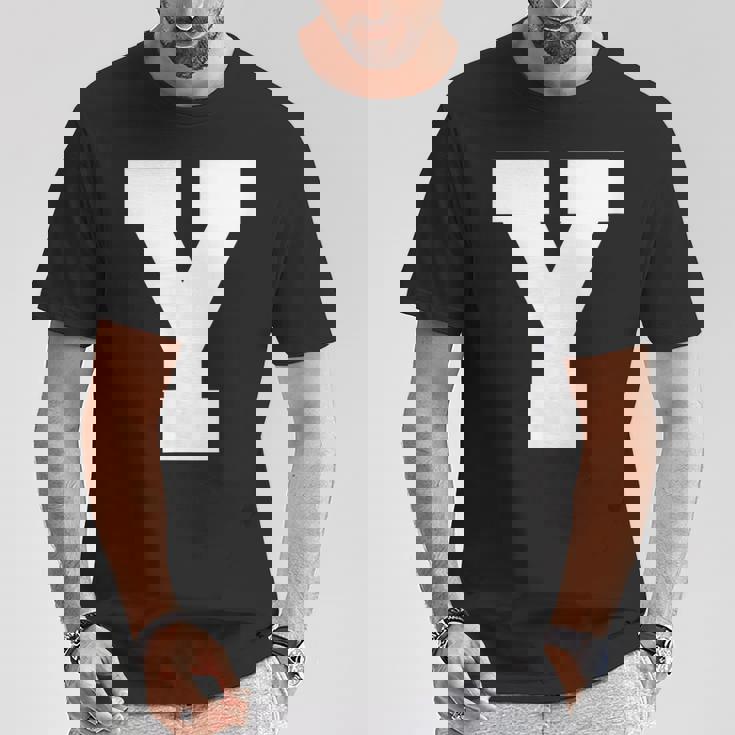 大文字 Y アルファベット モノグラム イニシャル Tシャツ 面白い贈り物