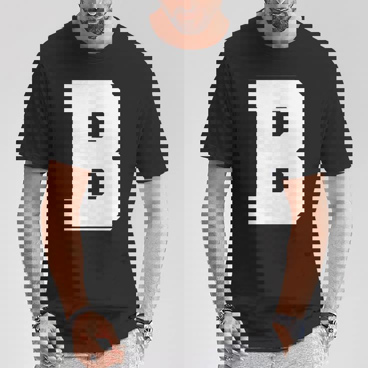 大文字b アルファベットモノグラム イニシャル Tシャツ 面白い贈り物