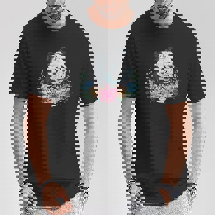 天然花 パンダ アジア動物園 動物 パンダ Tシャツ 面白い贈り物