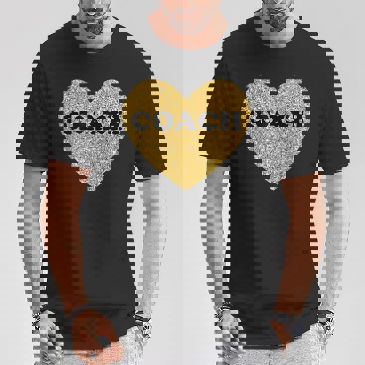 女性用および男性用コーチハートスポーツコーチ Tシャツ 面白い贈り物