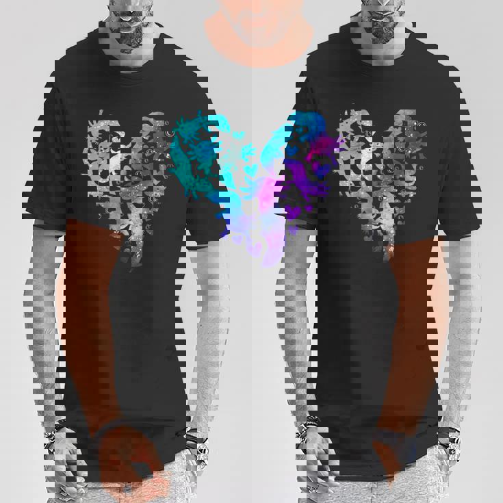 宇宙 ウーパールートル かわいいウーパールーパー ハート 水彩 ウーパールーパー Tシャツ 面白い贈り物