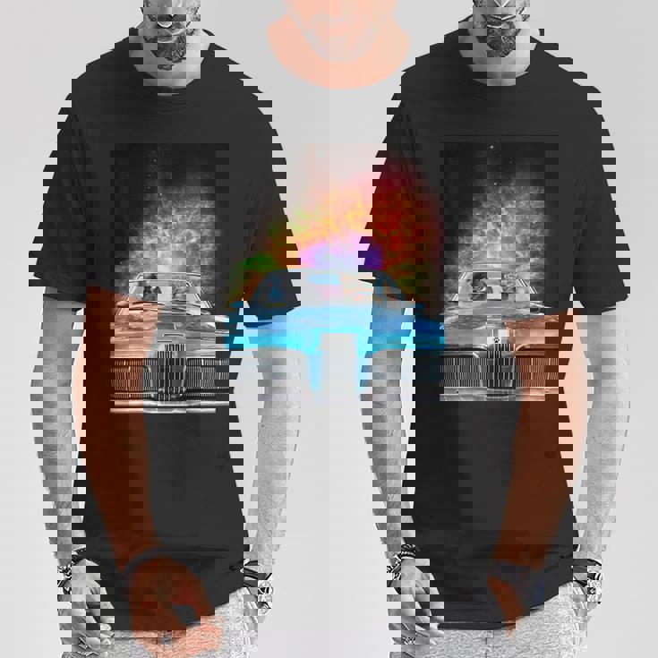 宇宙 銀河 猫 運転 車 Tシャツ 面白い贈り物