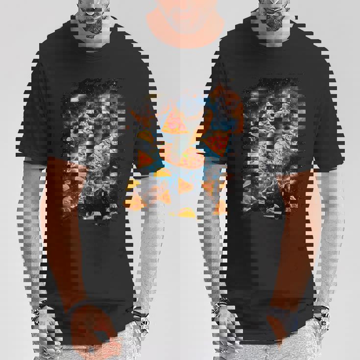 宇宙でピザタコスを食べるギャラクシーナマケモノ Tシャツ 面白い贈り物