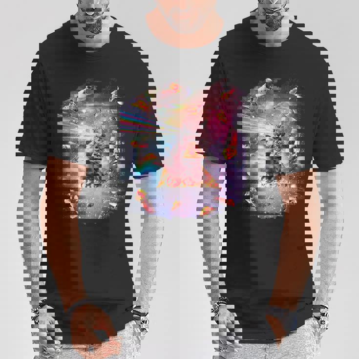 宇宙ピザ猫-レインボーレーザー、タコス、ブリトー Tシャツ 面白い贈り物