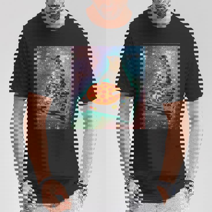 宇宙宇宙 ギャラクシー 宇宙 猫 ピザ Dj 面白い かわいい コズミック Tシャツ 面白い贈り物