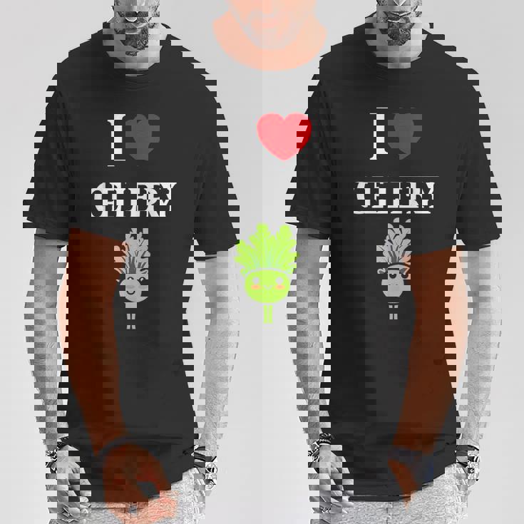 小さな野菜 セロリ ミニマリスト かわいい シンプル セロリ I Love Celery Tシャツ 面白い贈り物