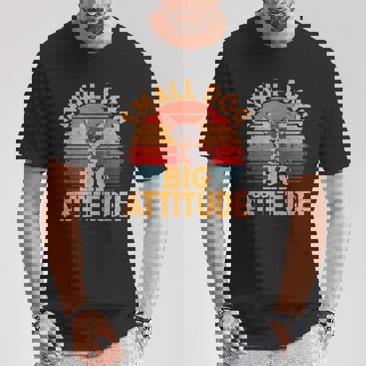 小型犬 大きな態度 レトロ 犬 品種 チワワ Tシャツ 面白い贈り物