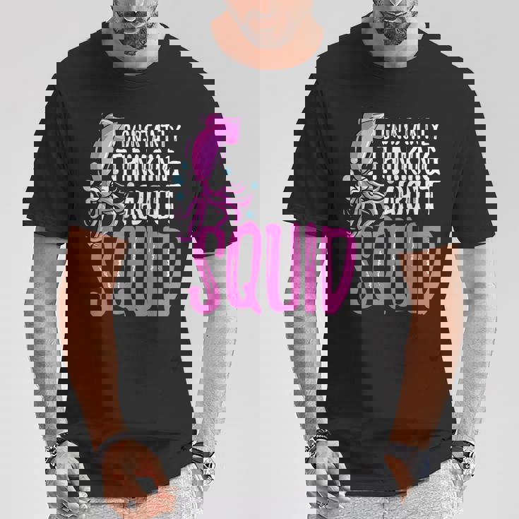 常にイカを考える Tシャツ 面白い贈り物