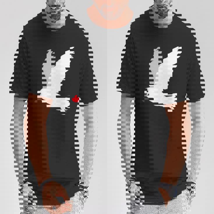 平和への愛を込めた白い鳩 Tシャツ 面白い贈り物