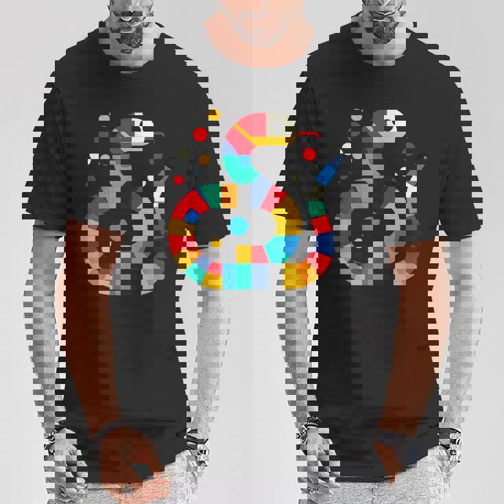 幾何学的 ミニマリズム イラスト ガーター 蛇 爬虫類 Tシャツ 面白い贈り物