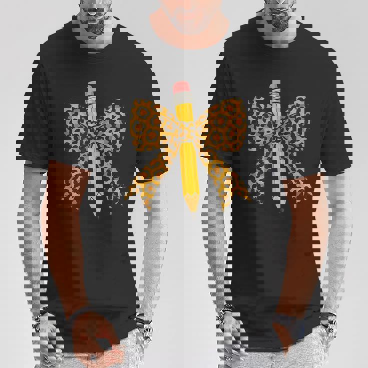 弓鉛筆 ヒョウ柄 初日 新学期 Tシャツ 面白い贈り物
