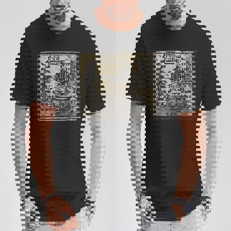 悪魔 オカルト 鬼 召喚 ゴス ホラー 美的 ウッドカット Tシャツ 面白い贈り物