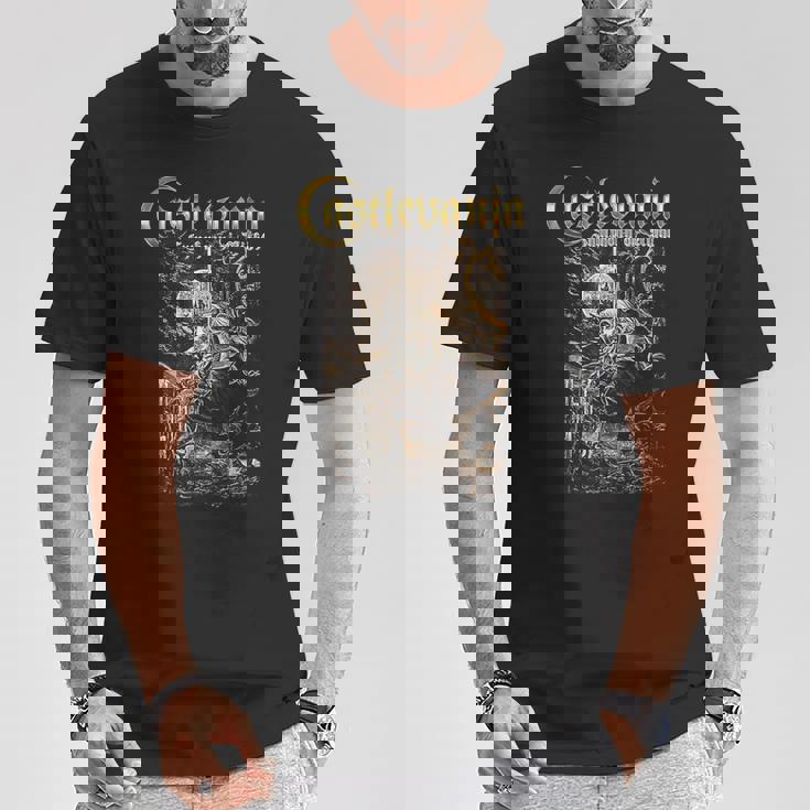 悪魔城ドラキュラ シンフォニーボックス アート ゴシック 月 夜 レトロ ゲーマー Tシャツ 面白い贈り物