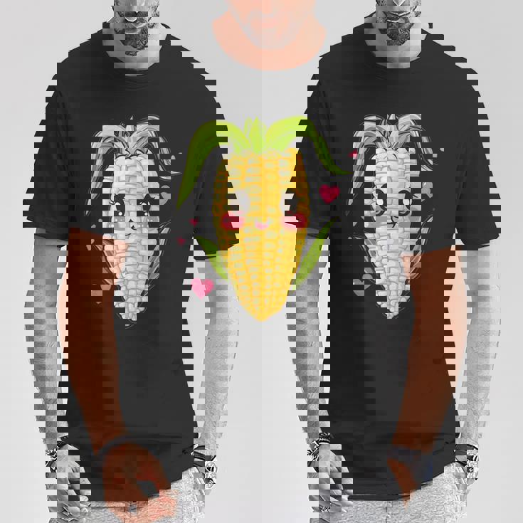 愛らしいかわいいコーンのハート付き。 Tシャツ 面白い贈り物
