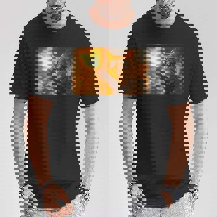 戦車砲身に猫と戦う愛国的な銃の権利 プロガン Tシャツ 面白い贈り物