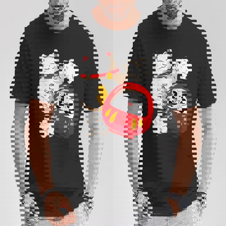 招き猫 招き猫だるま カワイイ Tシャツ 面白い贈り物