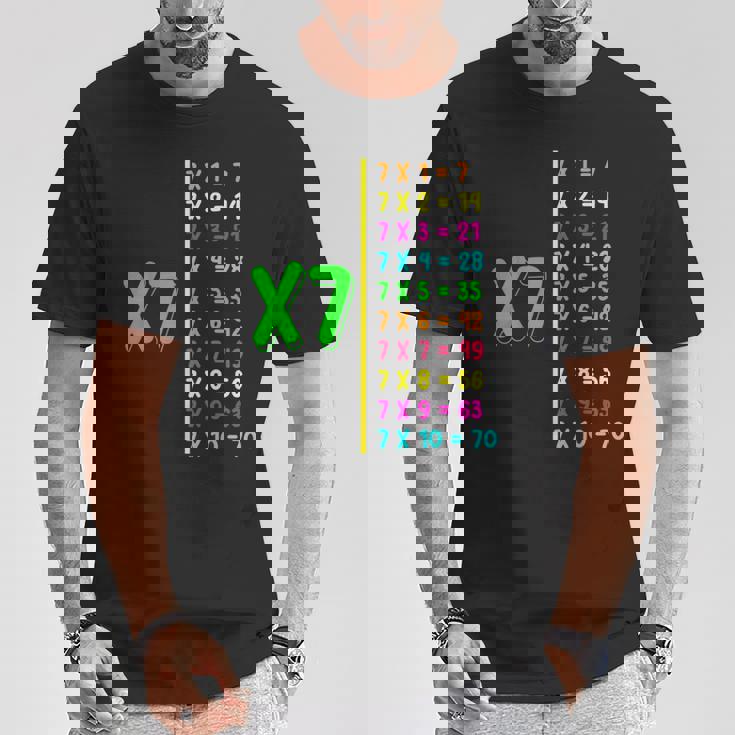掛け算表7 小学生 算数の日 キッズ 男の子 Tシャツ 面白い贈り物