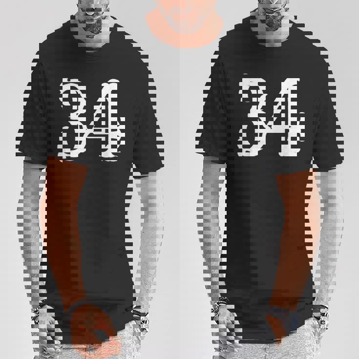 数字 34インチ ホワイト 大 太字 アメリカンウエストスタイル フォント Tシャツ 面白い贈り物