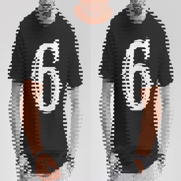 数字 6 インチ 白 大 太字 アメリカ 西部 スタイル フォント Tシャツ 面白い贈り物