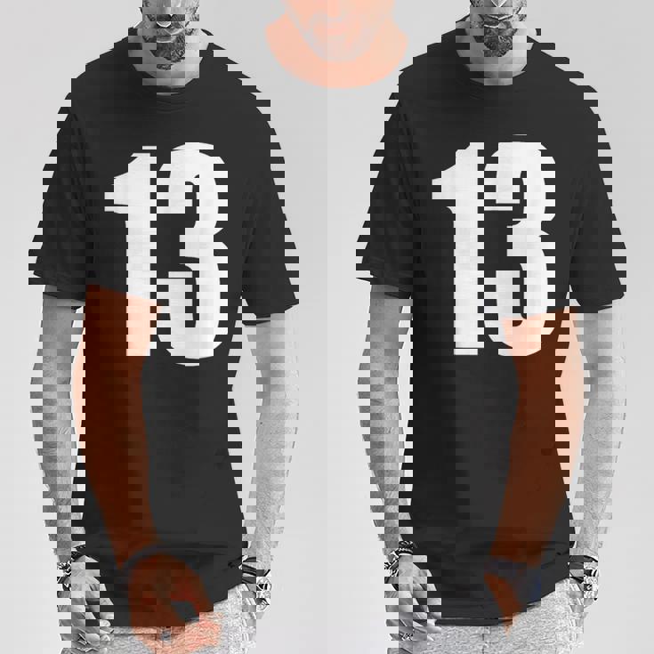 数字 Nhirn 数字 13 プレーン 白 数字 Tシャツ 面白い贈り物