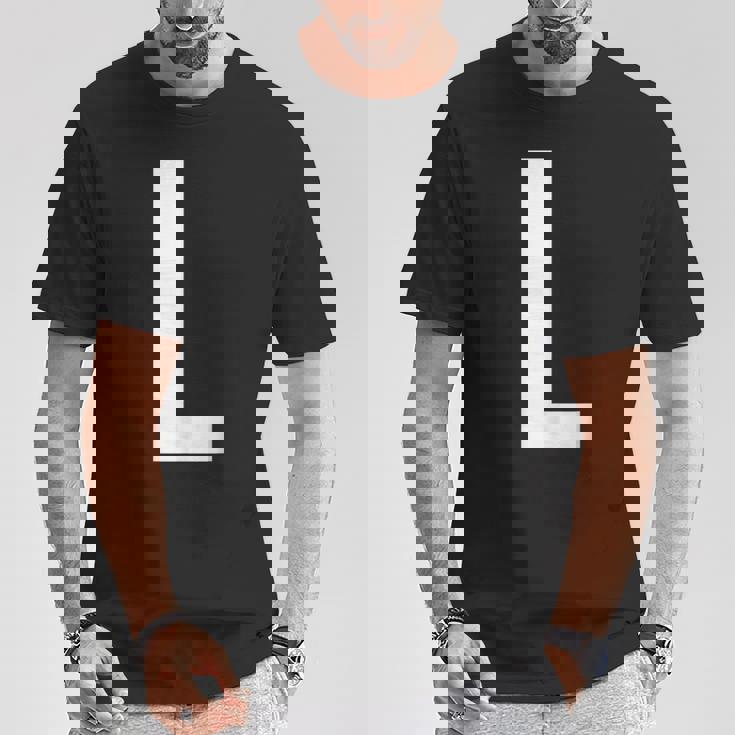 文字l アルファベットモノグラム イニシャル Tシャツ 面白い贈り物