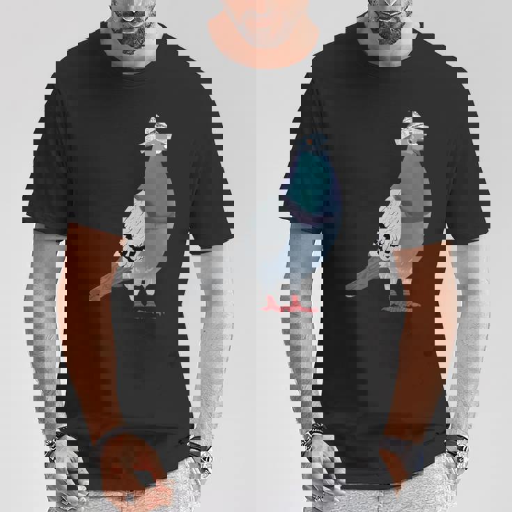 新聞帽子をかぶった鳩 Tシャツ 面白い贈り物