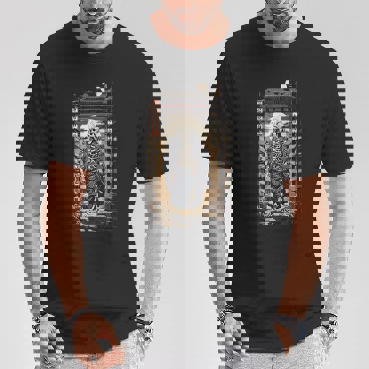 日本 妖怪 骨格 幽霊 美的 江戸 芸術 浮世絵風 Tシャツ 面白い贈り物