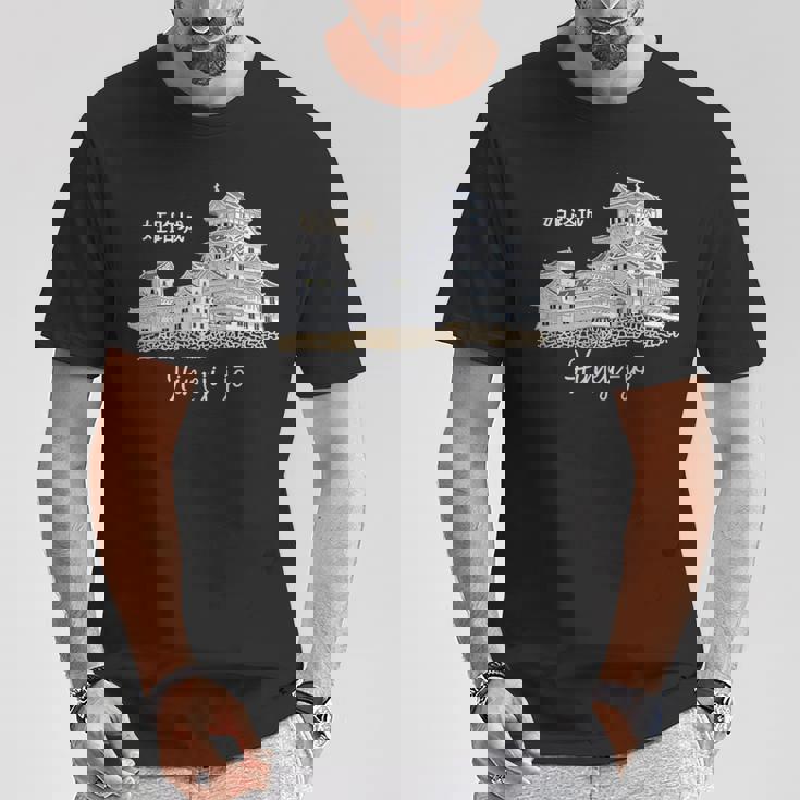 日本、姫路城、城、兵庫、手描き Tシャツ 面白い贈り物