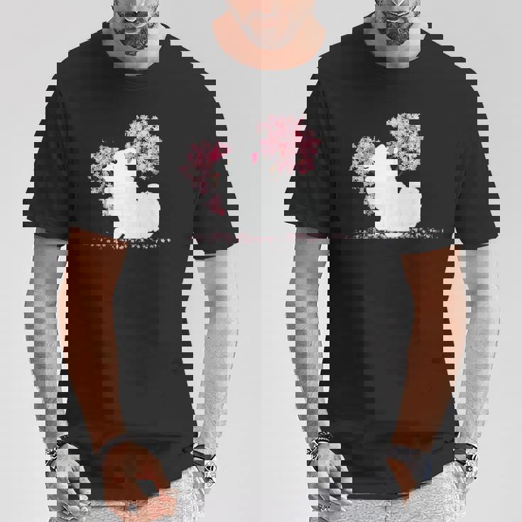 日本のかわいいさくら 桜 ジャパニーズスピッツ犬 Tシャツ 面白い贈り物