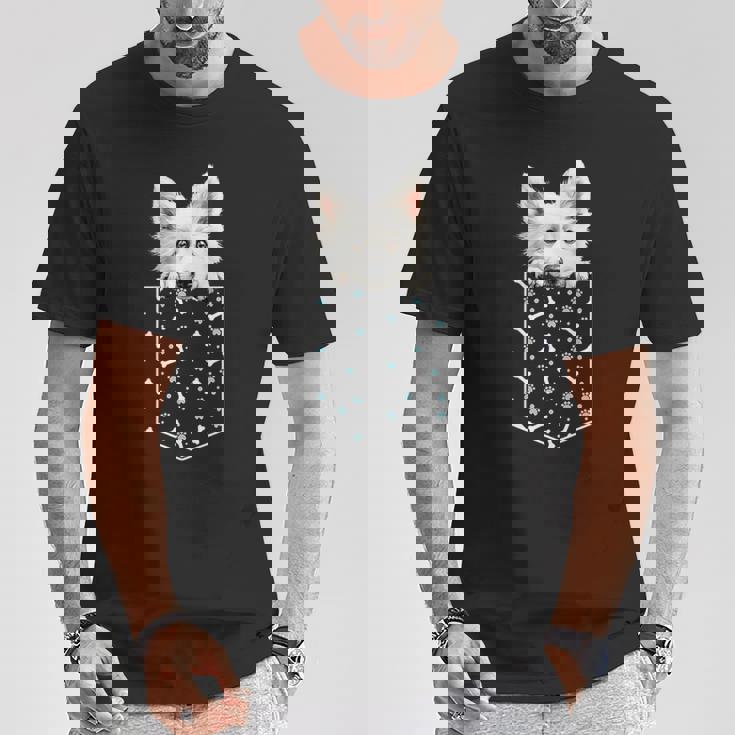 日本のスピッツ犬ポケット犬顔ペット愛好家 Tシャツ 面白い贈り物