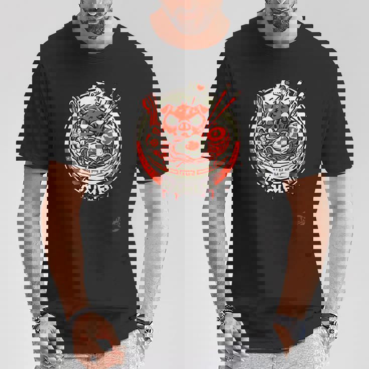 日本のラーメンは豚が大好き、ラーメンが大好き Tシャツ 面白い贈り物