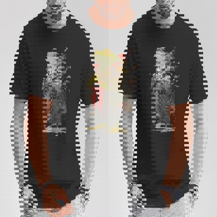 日本の侍カエル Tシャツ 面白い贈り物