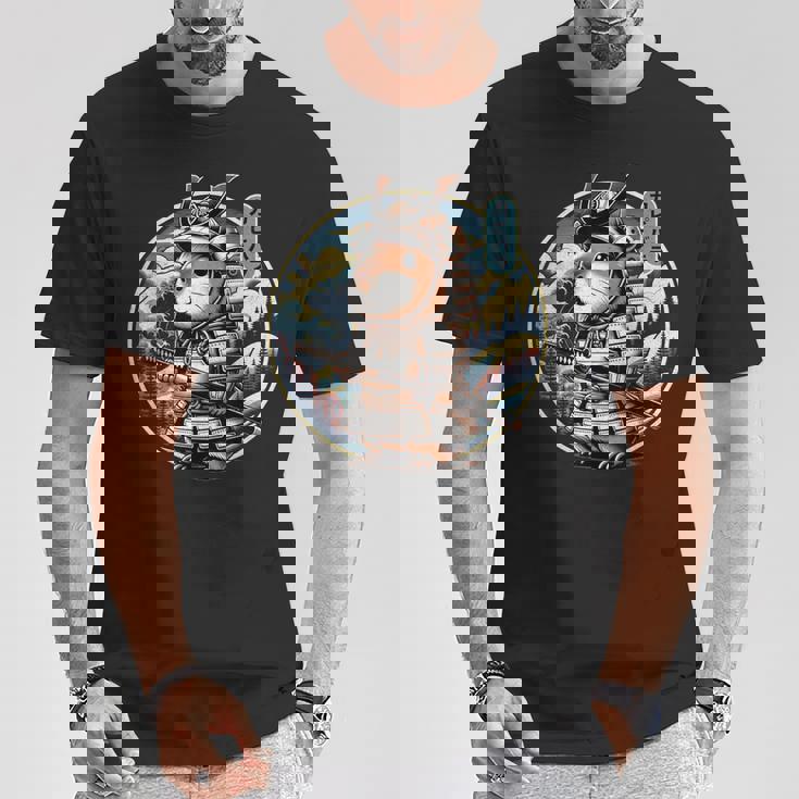 日本の侍カピバラのタトゥー、かわいい忍者カピバラ Tシャツ 面白い贈り物