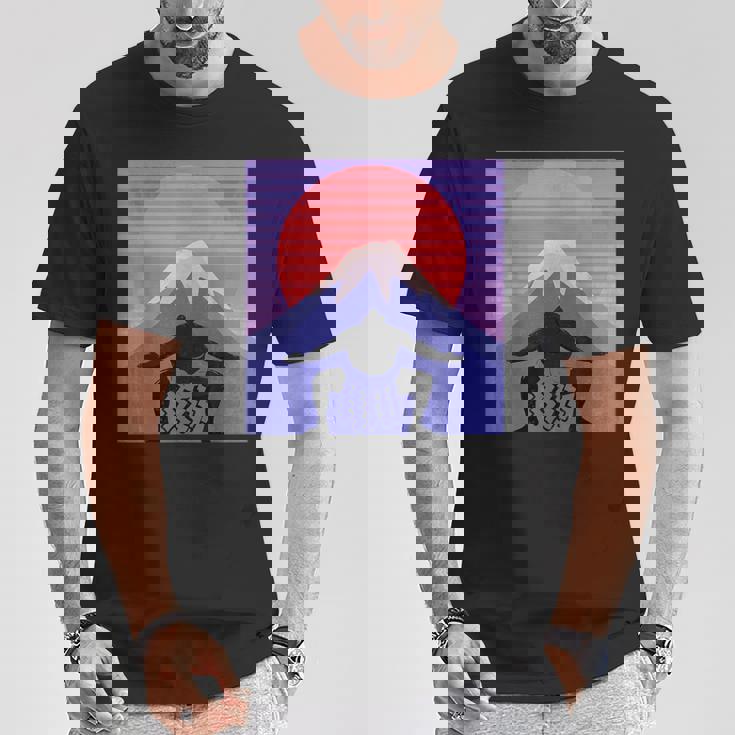 日本の相撲力士は、日本のマワシで 富士山の美学 Tシャツ 面白い贈り物