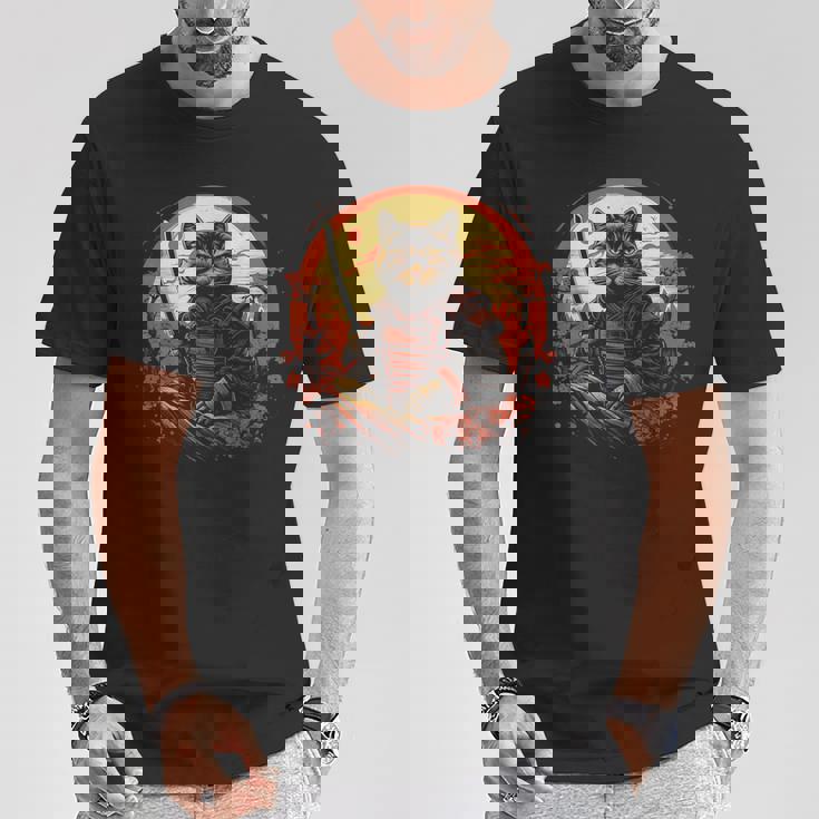 日本の芸術 猫 忍者 浮世絵 アニメスタイル サムライキャット 猫好き 愛猫家 ペット 猫飼い 可愛い ネコ ねこ 猫 Tシャツ 面白い贈り物