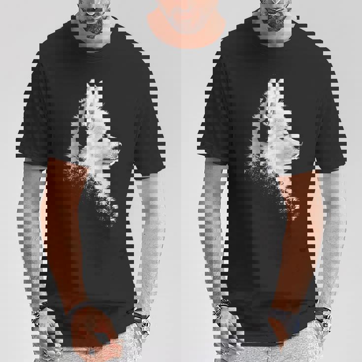 日本スピッツ 犬 ペット 音楽 ヘッドホン 日本スピッツ Tシャツ 面白い贈り物