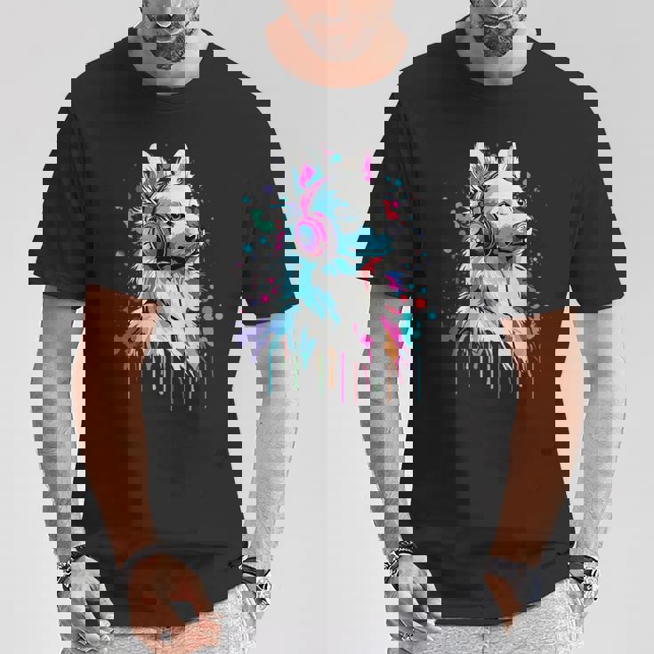 日本スピッツ好き ヘッドフォン装着 おもしろい 日本スピッツ Tシャツ 面白い贈り物