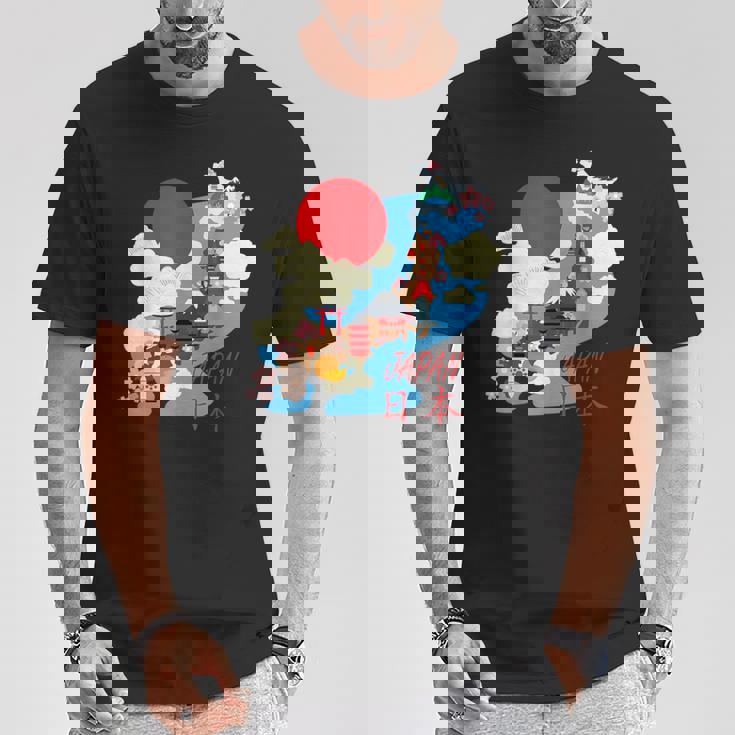 日本地図日本 涼しいのお土産 Tシャツ 面白い贈り物